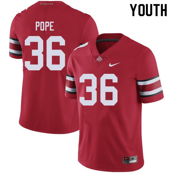 Ohio State Buckeyes #36 K'Vaughan Pope Youth Official Jersey Red